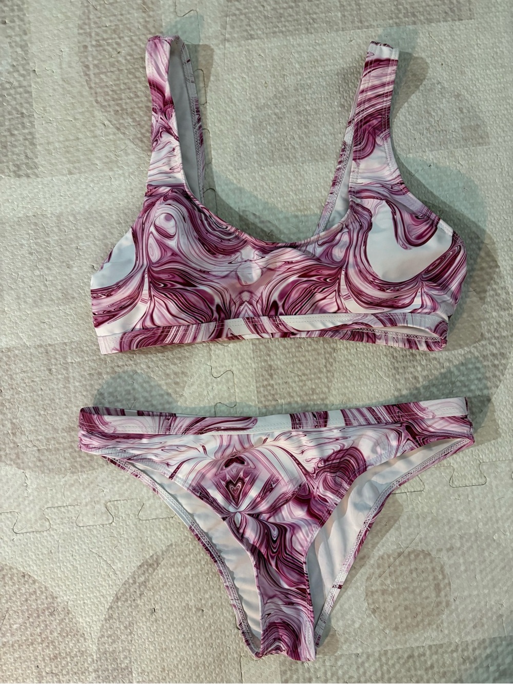SHEIN Pink Marble Print swimsuit